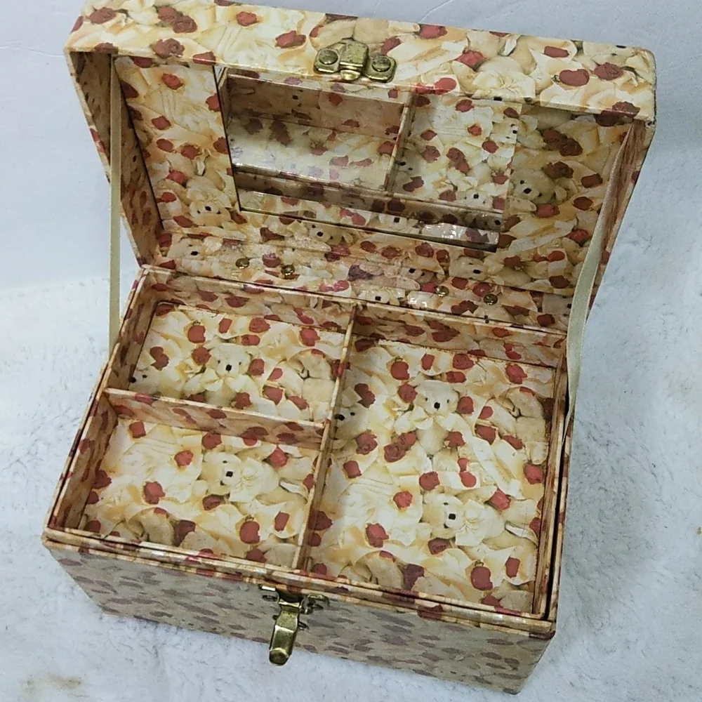 😻 4/$25 Teddy Bears & Roses Decorative Train Case
